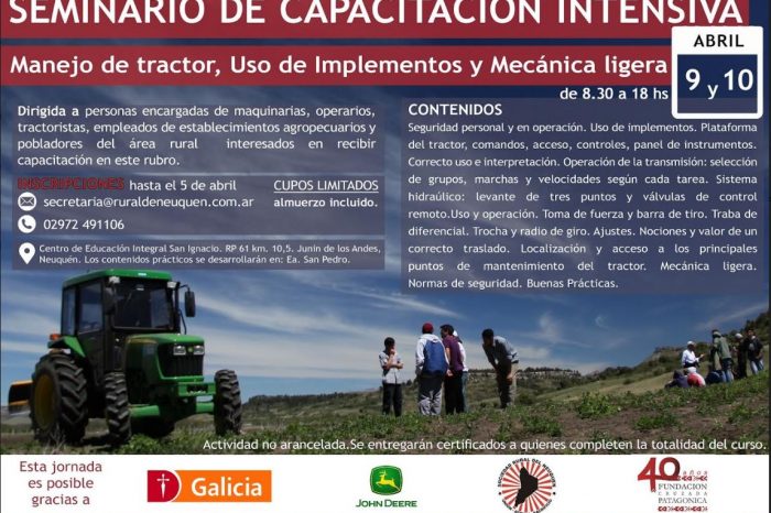 Se viene el seminario de capacitación intensiva: manejo de tractor, uso de implementos y mecánica ligera