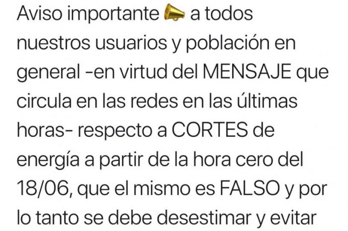 Una fake news, tuvo en vilo a la sociedad durante el día de hoy