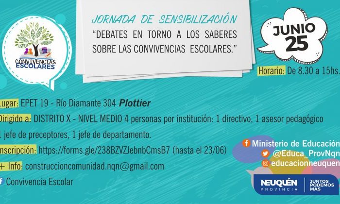Inscriben para Jornada de Sensibilización sobre Convivencias Escolares