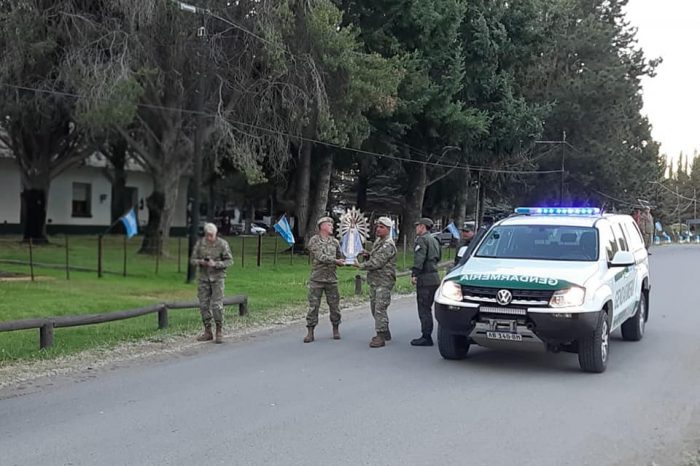 la virgen que estaba en las Islas Malvinas llegó hoy a Junín de los Andes