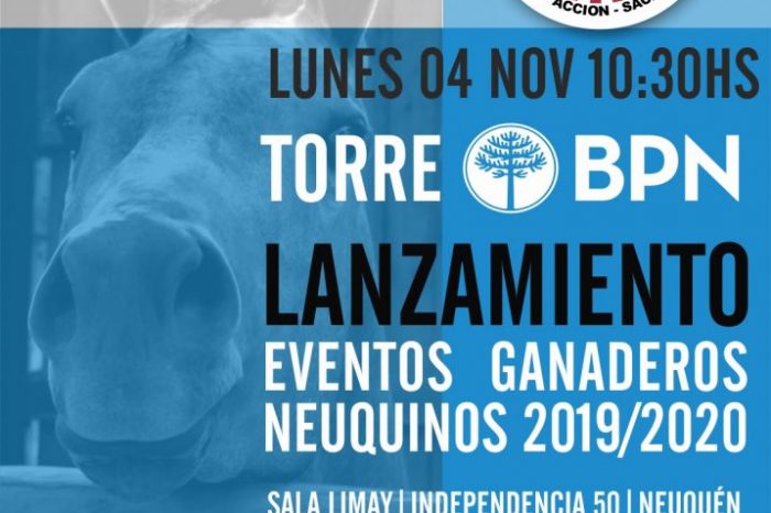 Este lunes 4, la Sociedad Rural del Neuquén presentará sus eventos ganaderos 2019/2020 en la ciudad de Neuquén