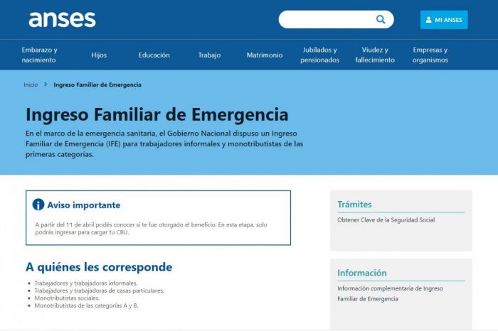 IFE: Analizan extender el Ingreso Familiar de Emergencia más allá de mayo