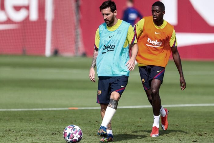 Messi entrenó con un vendaje en el tobillo, pero jugará ante Bayern Munich