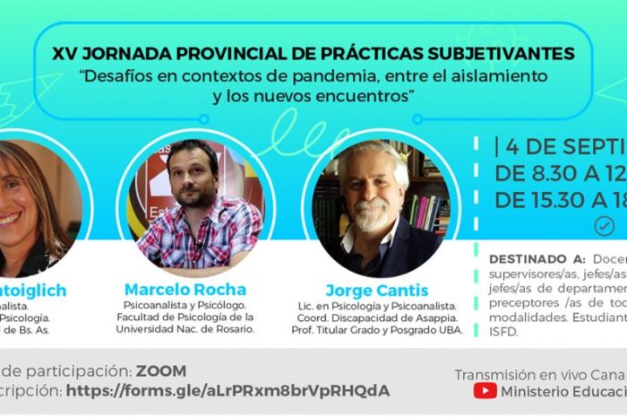 Invitan a la Jornada provincial de prácticas subjetivantes en contexto de pandemia