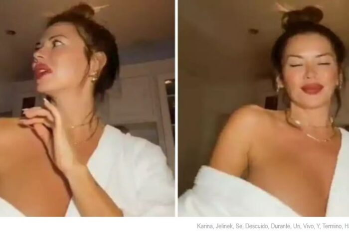 ¡Qué momento! Karina Jelinek se descuidó durante un vivo y terminó haciendo un topless