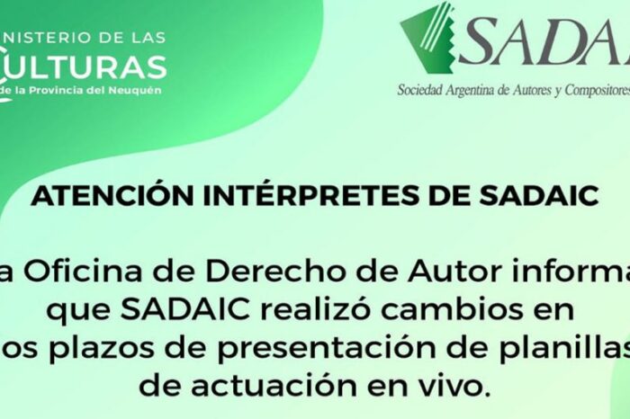 Información de SADAIC para intérpretes