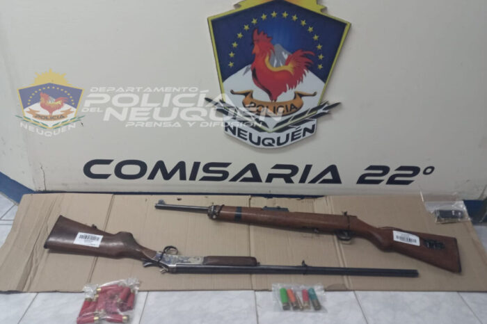Cria.22º Zapala: allanamiento permite secuestrar armas de fuego