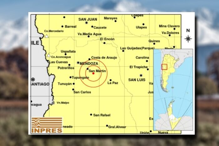 Se registró un sismo de 5,2 grados con epicentro a 69 kilómetros de Mendoza capital
