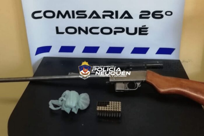 LONCOPUÉ: Secuestran un arma de fuego y notifican a su portador ilegal
