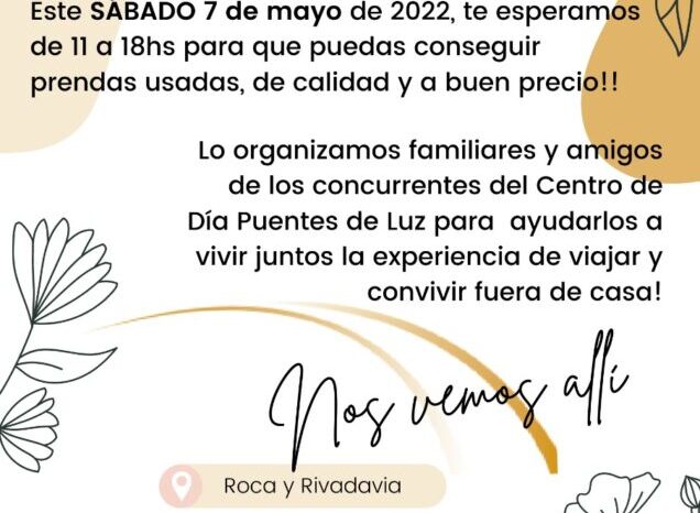 Este sábado Feria de Ropa a beneficio de los jóvenes con discapacidad del centro de día de Puentes de Luz