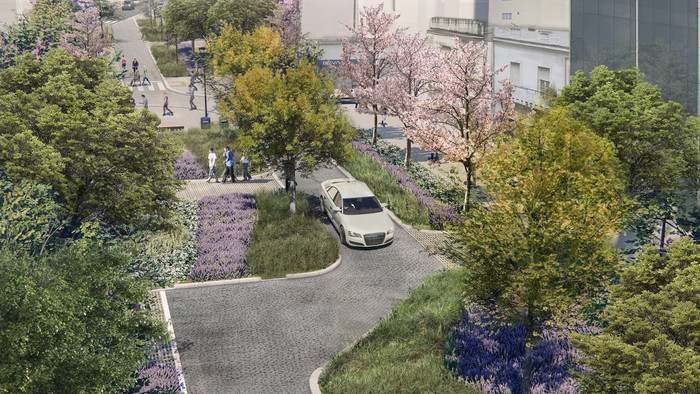 Comenzaron los trabajos para transformar la calle Triunvirato en un lugar más verde, sustentable y seguro