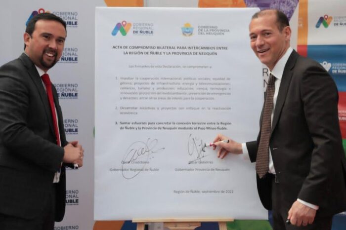 Neuquén y la Región de Ñuble impulsarán un nuevo paso fronterizo en la zona Norte