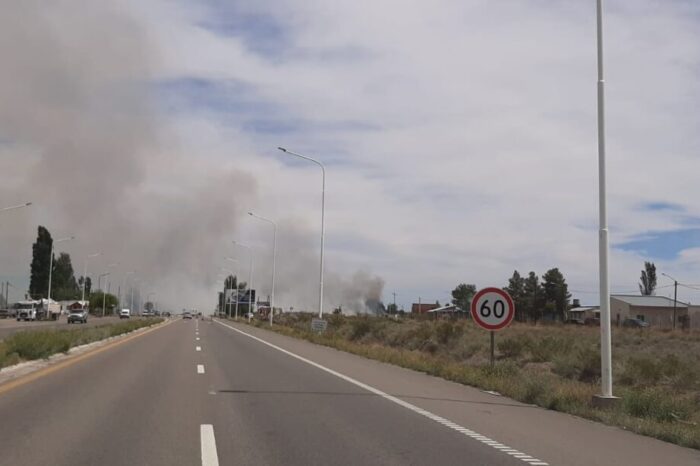 Preocupa un incendio a la vera de la Ruta Nacional 22 muy cerca de la capital neuquina