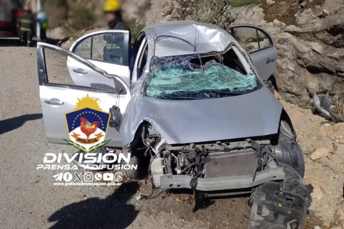 San Martín de los Andes: Un matrimonio mayor sufrió un vuelco sobre la Ruta 40
