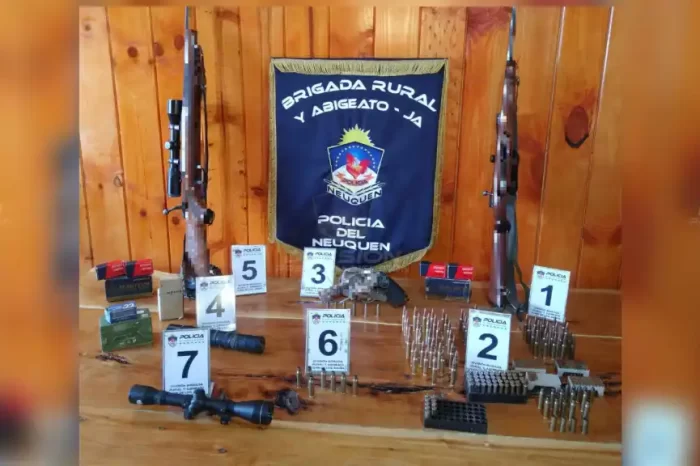 Lago Huechulafquen: en allanamiento secuestran armas, 315 municiones, miras telescópicas, y demoran a una persona