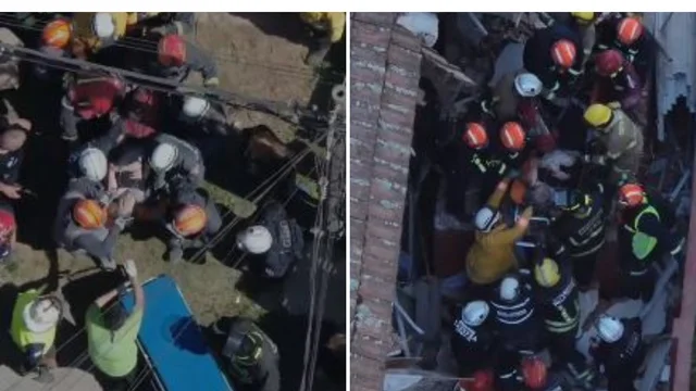 Así rescataron a una mujer de entre los escombros en Villa Gesell