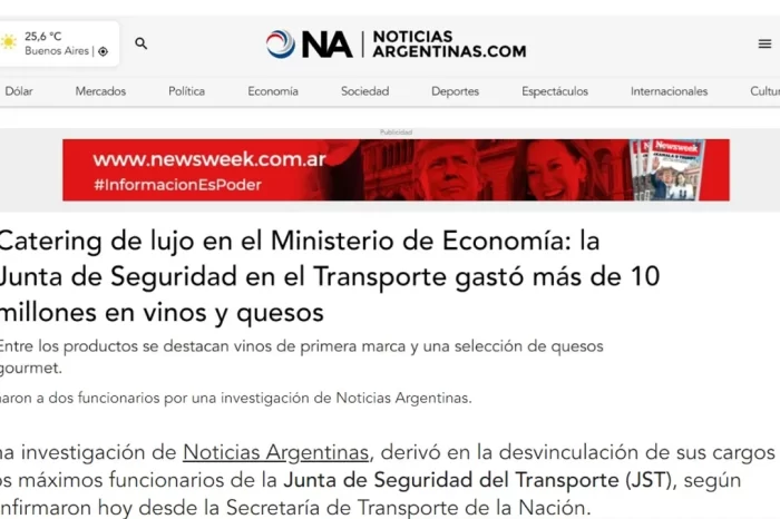 Investigación de la Agencia Noticias Argentinas: despiden a 2 funcionarios de la JST por gastos