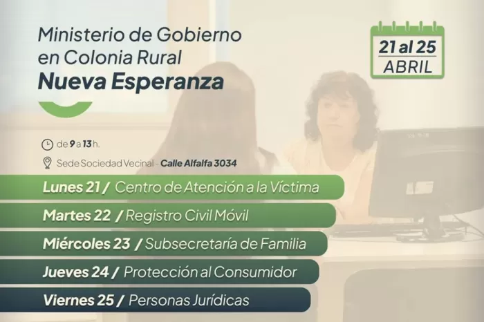 El ministerio de Gobierno atenderá en colonia rural Nueva Esperanza