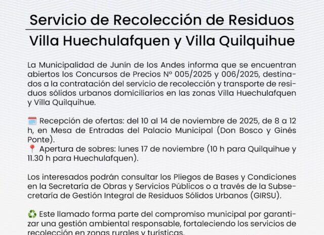 Llamado a Concurso de Precios – Servicio de Recolección de Residuos