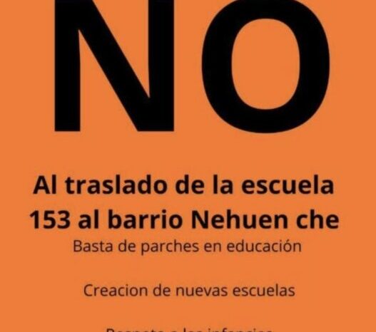 Padres de la Escuela 153 de Junín de los Andes exigen suspender traslado de la institución