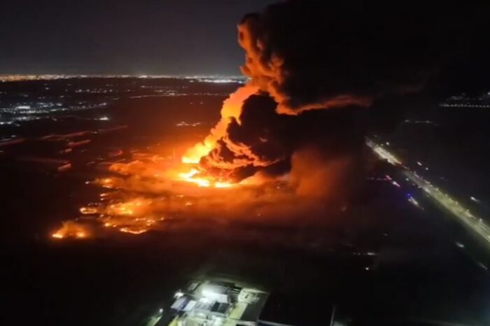 El video desde el aire de la explosión en Ezeiza: una “bola de fuego” y un incendio incontrolable