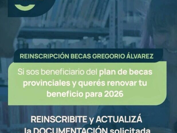 El 15 de diciembre abre la reinscripción para las Becas Gregorio Álvarez