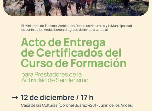 Junín de los Andes fortalece su oferta turística con la entrega de certificados a nuevos prestadores de senderismo