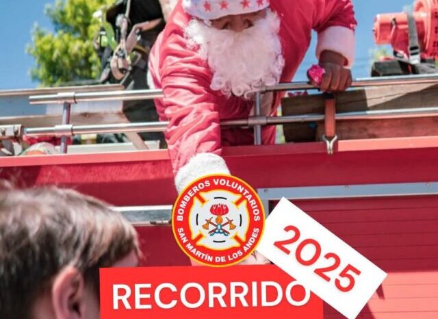Personal de Bomberos Voluntarios de San Martín de los Andes realizarán el tradicional recorrido navideño con Papá Noel este 24 de diciembre