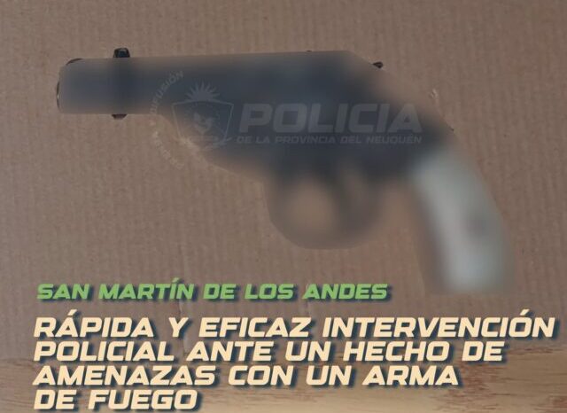 Rápida y eficaz intervención policial ante un hecho de amenazas con un arma de fuego