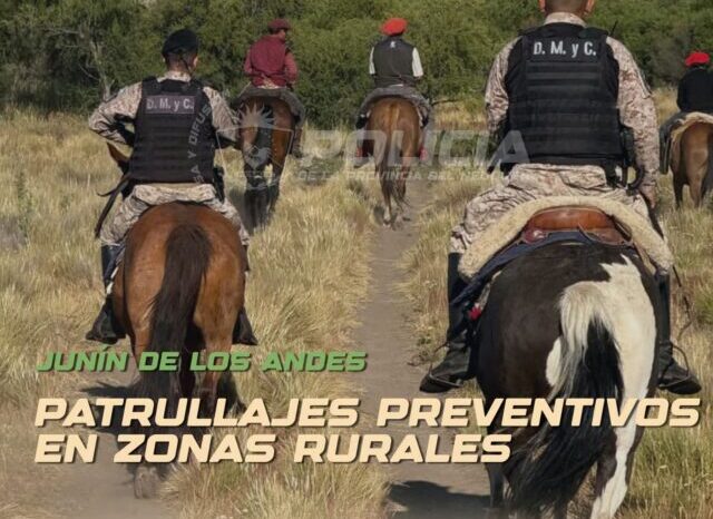 Policía refuerza la seguridad rural en Junín de los Andes con patrullajes preventivos a caballo