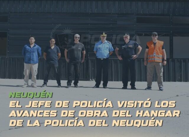 El jefe de policía visitó los avances de obra del hangar de la policía del neuquén