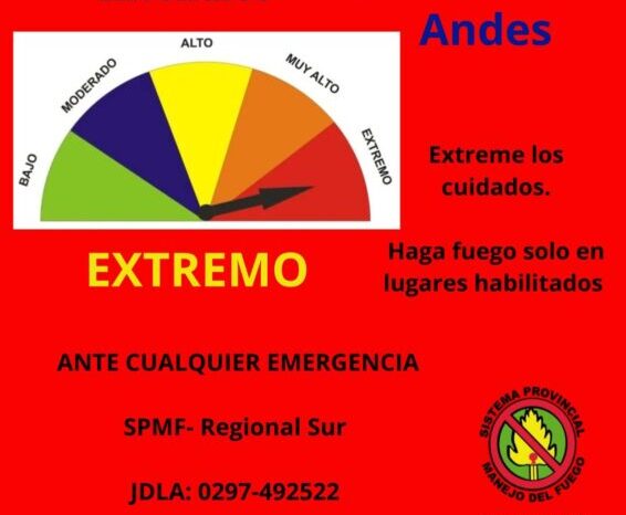Junín de los Andes enfrenta una jornada de riesgo extremo de incendios forestales, según el alerta emitido por el Sistema Provincial de Manejo del Fuego