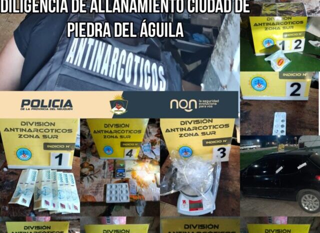 Kiosco narco desarticulado en Piedra del Águila: cayó el dealer habitual con coca, pastillas y balanza de precisión