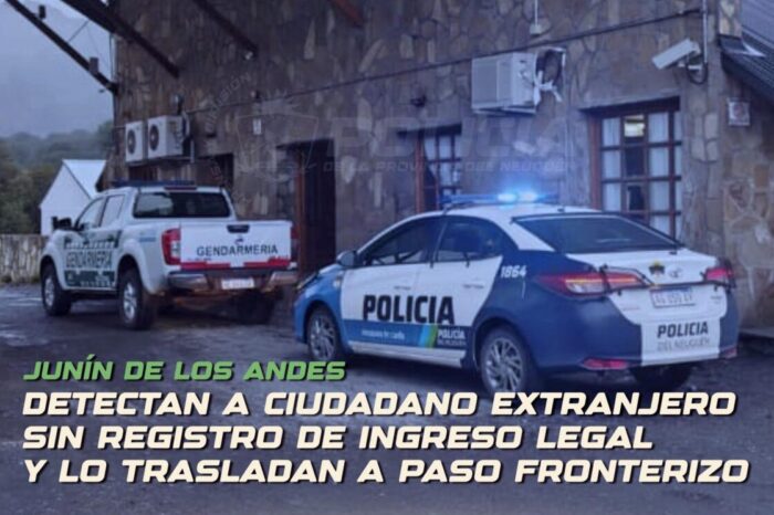 Detectan a ciudadano chileno sin ingreso legal en Junín de los Andes y lo trasladan a paso fronterizo