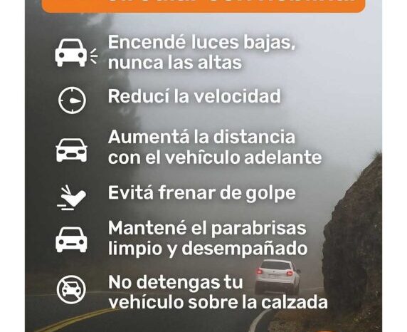 Neblina reduce la visibilidad en sectores de la Ruta 40: piden extremar las precauciones en los accesos a Junín de los Andes