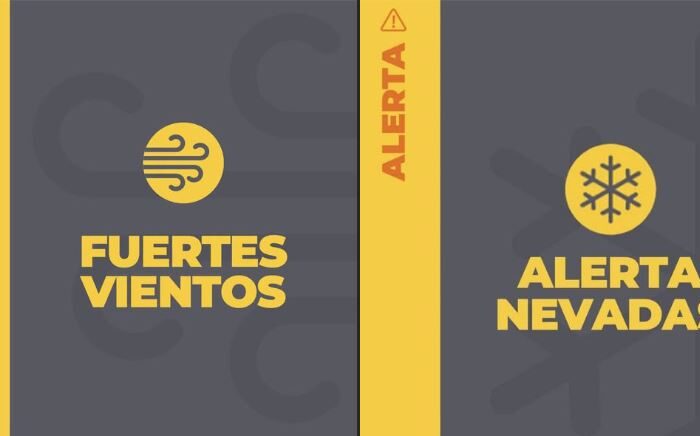 Triple alerta amarilla por lluvias, nevadas y vientos