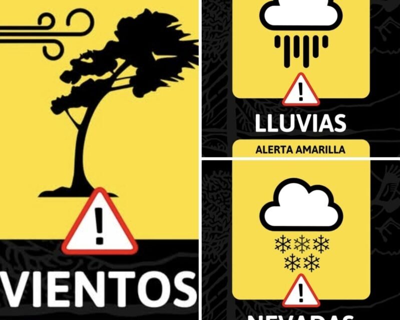 Alerta amarillo por nieve, lluvias y vientos en la zona cordillerana