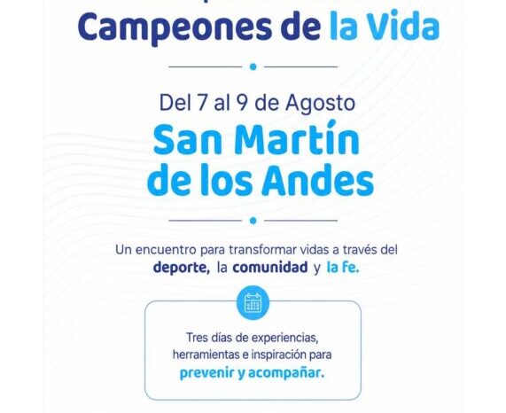 “Campeones de la Vida”: San Martín de los Andes será sede del 2.º Congreso “Juntos por la Prevención”