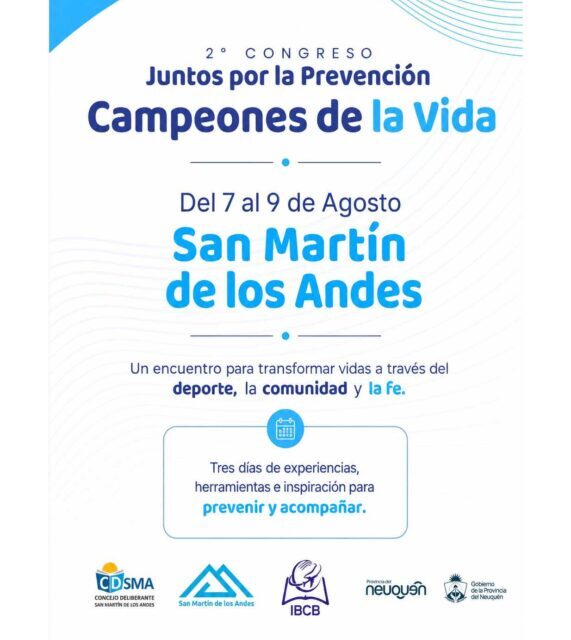 “Campeones de la Vida”: San Martín de los Andes será sede del 2.º Congreso “Juntos por la Prevención”