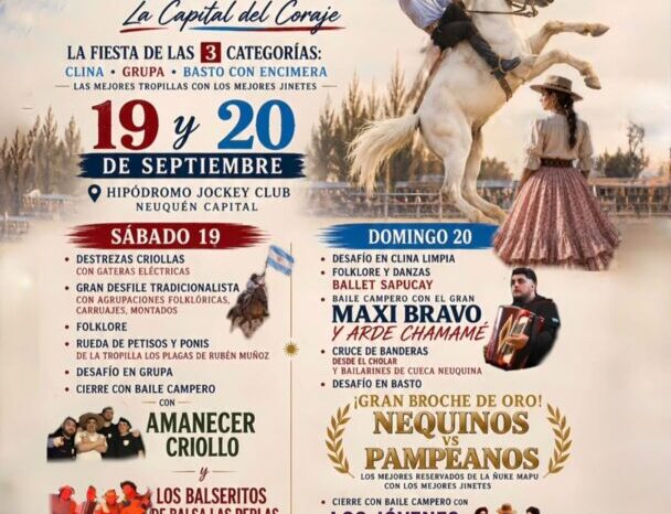 La 19ª Fiesta Criolla Provincial reunirá tradición, música y destrezas ecuestres en Neuquén