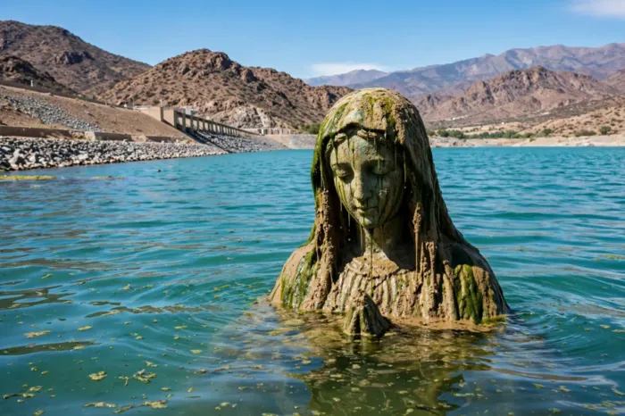 La Virgen del Agua emergió en Mendoza: la bajante del dique Potrerillos dejó al descubierto la imagen sumergida