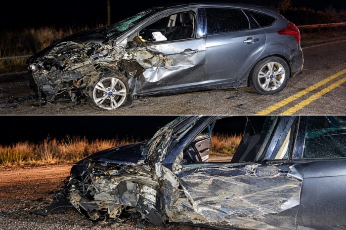 Violento choque semifrontal en la Ruta 40: milagro cerca del ingreso a Las Coloradas